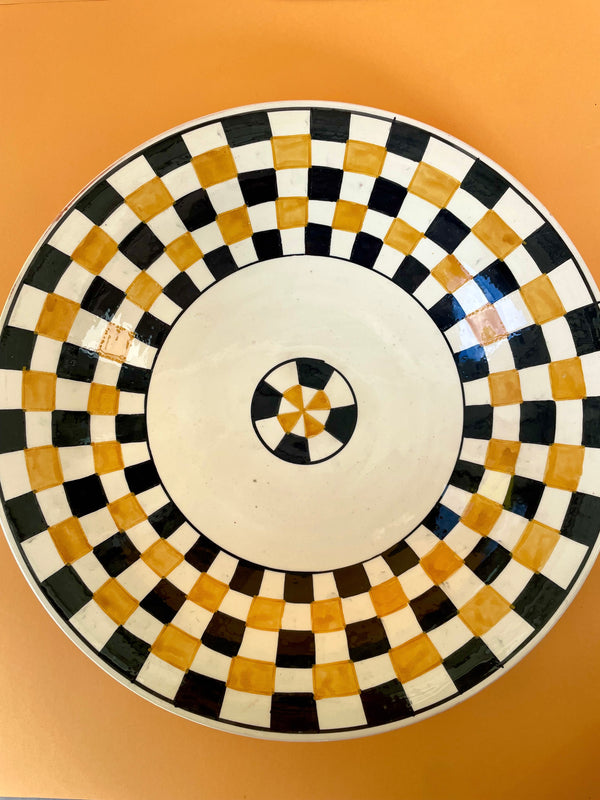 Black & Yellow Large Ceramic Plate