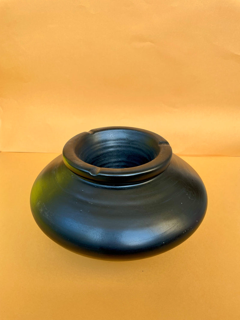 Large Matte Black Ceramic Ashtray