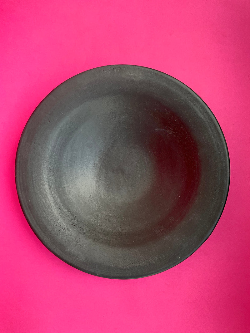 Large Black Matte Ceramic Plate