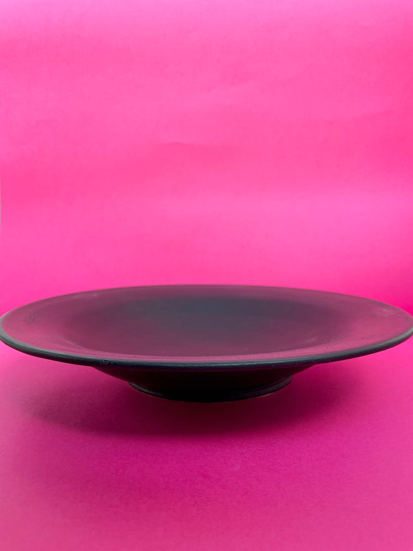 Large Black Matte Ceramic Plate